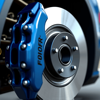 Mechanic working on the brake system of a European luxury vehicle in a clean, modern auto repair bay.