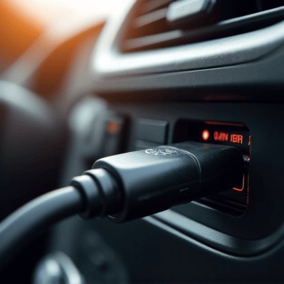 Fast smog check service for vehicles in Gold River. Professional technician connecting diagnostic equipment to a car for emissions testing.