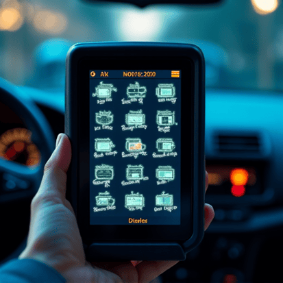 Technician using state-of-the-art diagnostic equipment to read a vehicle