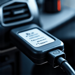 Technician using advanced diagnostic equipment to read codes from a vehicle
