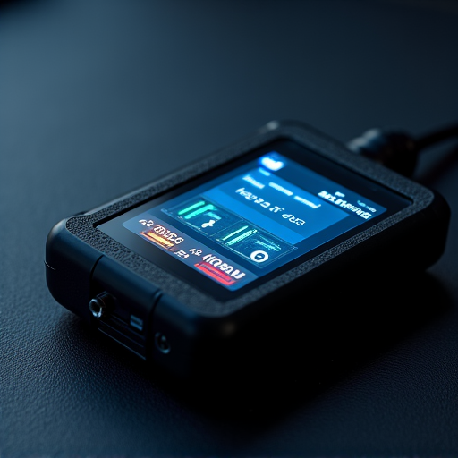 Automotive technician using an advanced diagnostic scanner tool to read codes from a vehicle's engine computer for check engine light diagnosis.